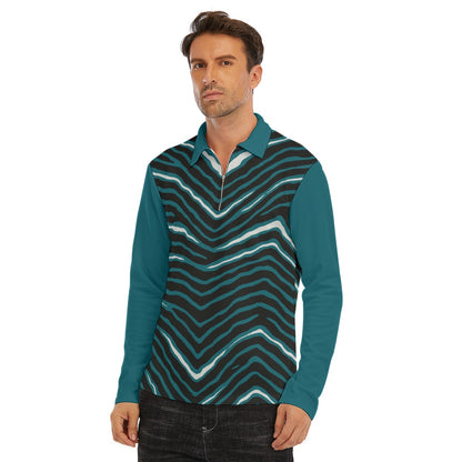 Philadelphia Football Game Day All-Over Print Men's Lapel T-shirt With Neckline Zipper Closure