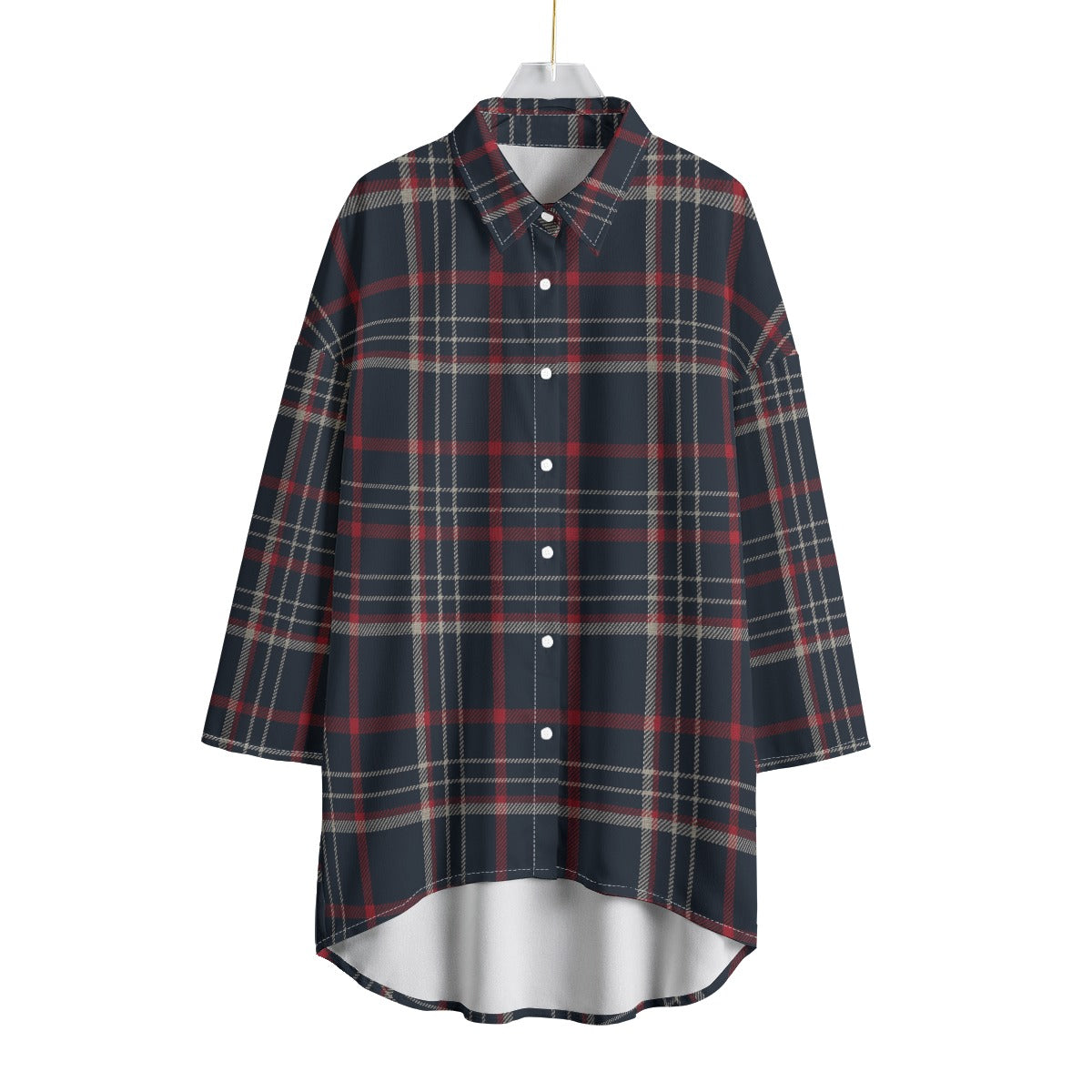 Connecticut tartan plaid Women's Chiffon Shirt With Elbow Sleeve