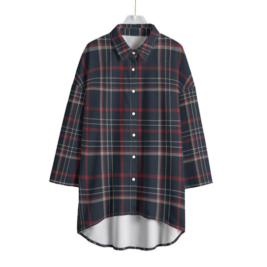 Connecticut tartan plaid Women's Chiffon Shirt With Elbow Sleeve