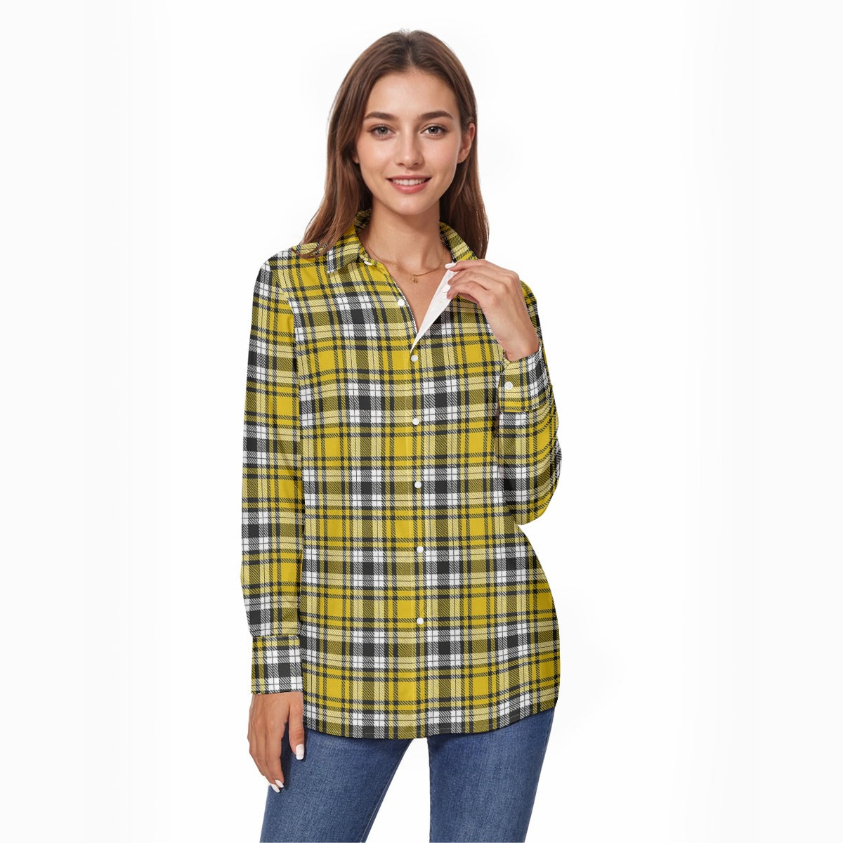 Iowa tartan plaid Hawkeyes Women's Comfort Shirt With Button|125GSM Cotton