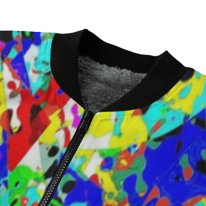 Graffiti Explosion Festive Decoration Colorful Abstract Seamless Fleece Bomber Jacket – Urban Street
