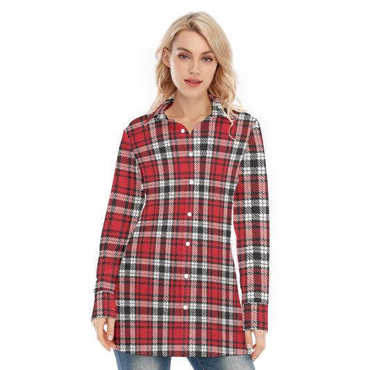 Louisville Cardinals Tartan Plaid Women's Long Shirt