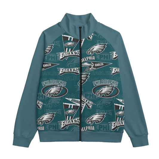 Philadelphia Football Game Day All-Over Print Unisex Stand Up Collar Jacket With Raglan Sleeve | 310GSM Cotton