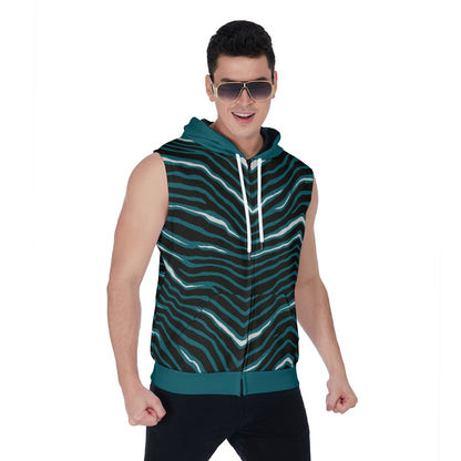 Philadelphia Football Game Day All-Over Print Men's Zipper-Up Sleeveless Hoodie