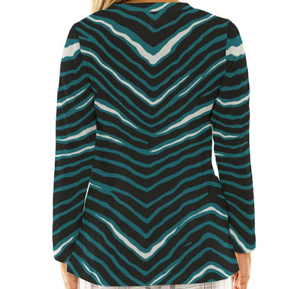 Philadelphia Football Game Day All-Over Print Women's Loose V-Neck T-Shirt With Long Sleeve
