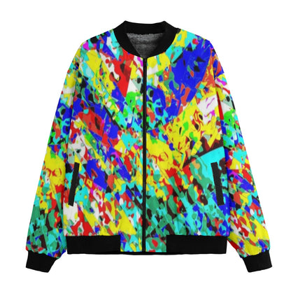 Graffiti Explosion Festive Decoration Colorful Abstract Seamless Fleece Bomber Jacket – Urban Street