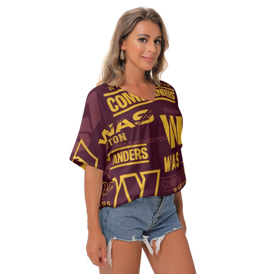 Washington Commanders Women's Bat Sleeves V-Neck Blouse