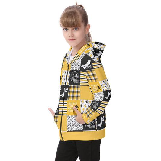 Pittsburgh Steelers All-Over Print Kid's Heavy Fleece Zip Up Hoodie