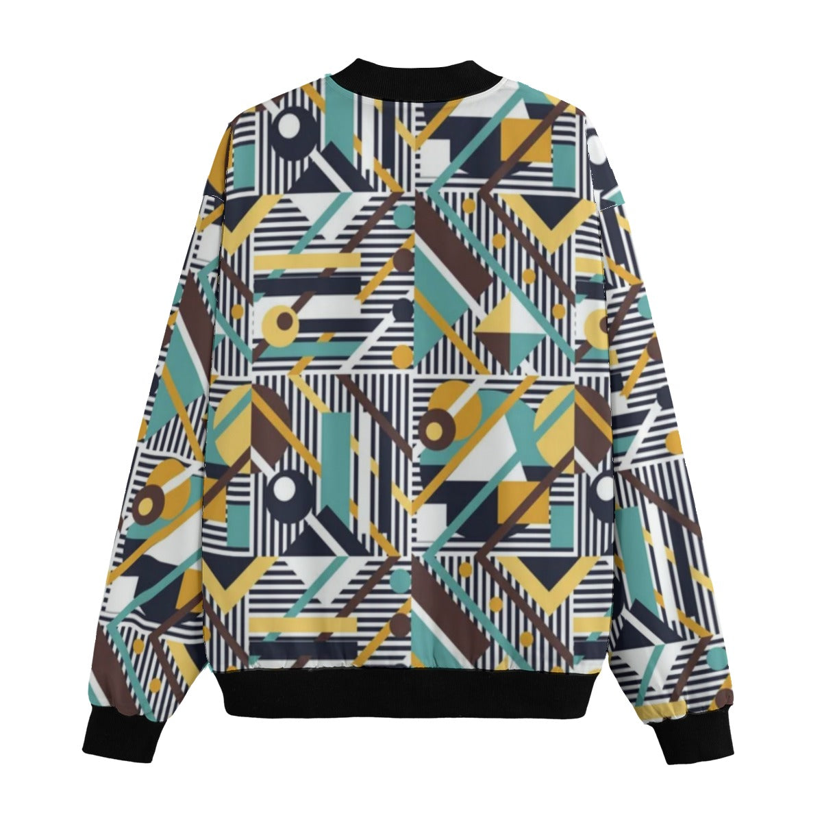 BoomBox Vibes Geometric Pattern Fleece Bomber Jacket – Bold Urban Streetwear