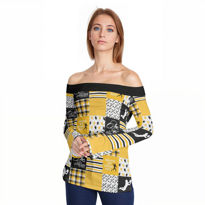 All-Over Print Women Off-Shoulder Long Sleeve Top