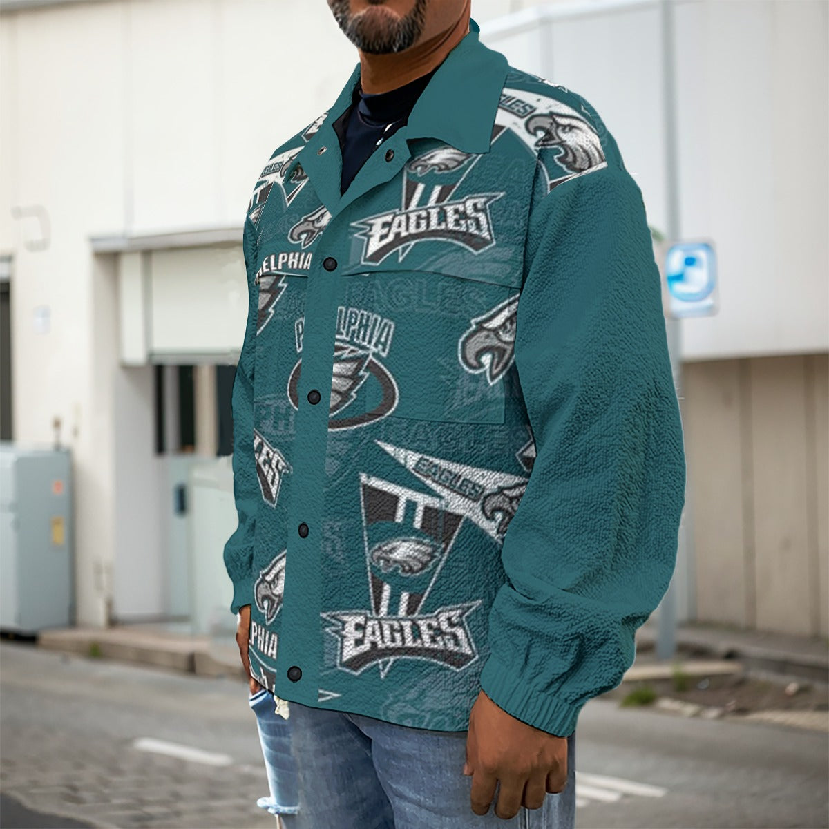 Philadelphia Football Game Day All-Over Print Men's Casual Lapel Jacket