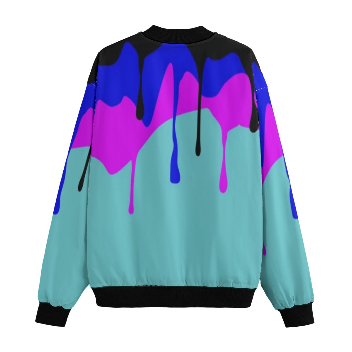 Spray Paint Drips Multi-Colored Melt Drips Liquid Fleece Bomber Jacket – Artistic Graffiti Streetwea