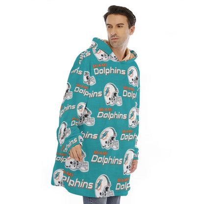Miami Football Game Day All-Over Print Unisex Sherpa Fleece Hoodie Blanket