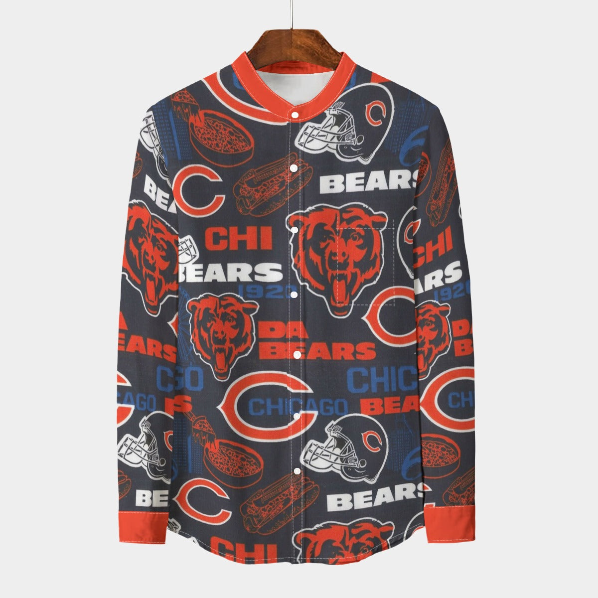 Urban Legend Chicago Bears Stand Collar Shirt With Long Sleeve | 110GSM Imitation Flax
