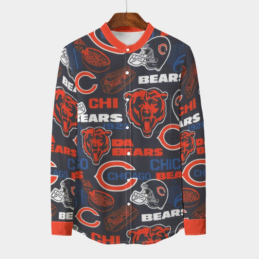 Urban Legend Chicago Bears Stand Collar Shirt With Long Sleeve | 110GSM Imitation Flax