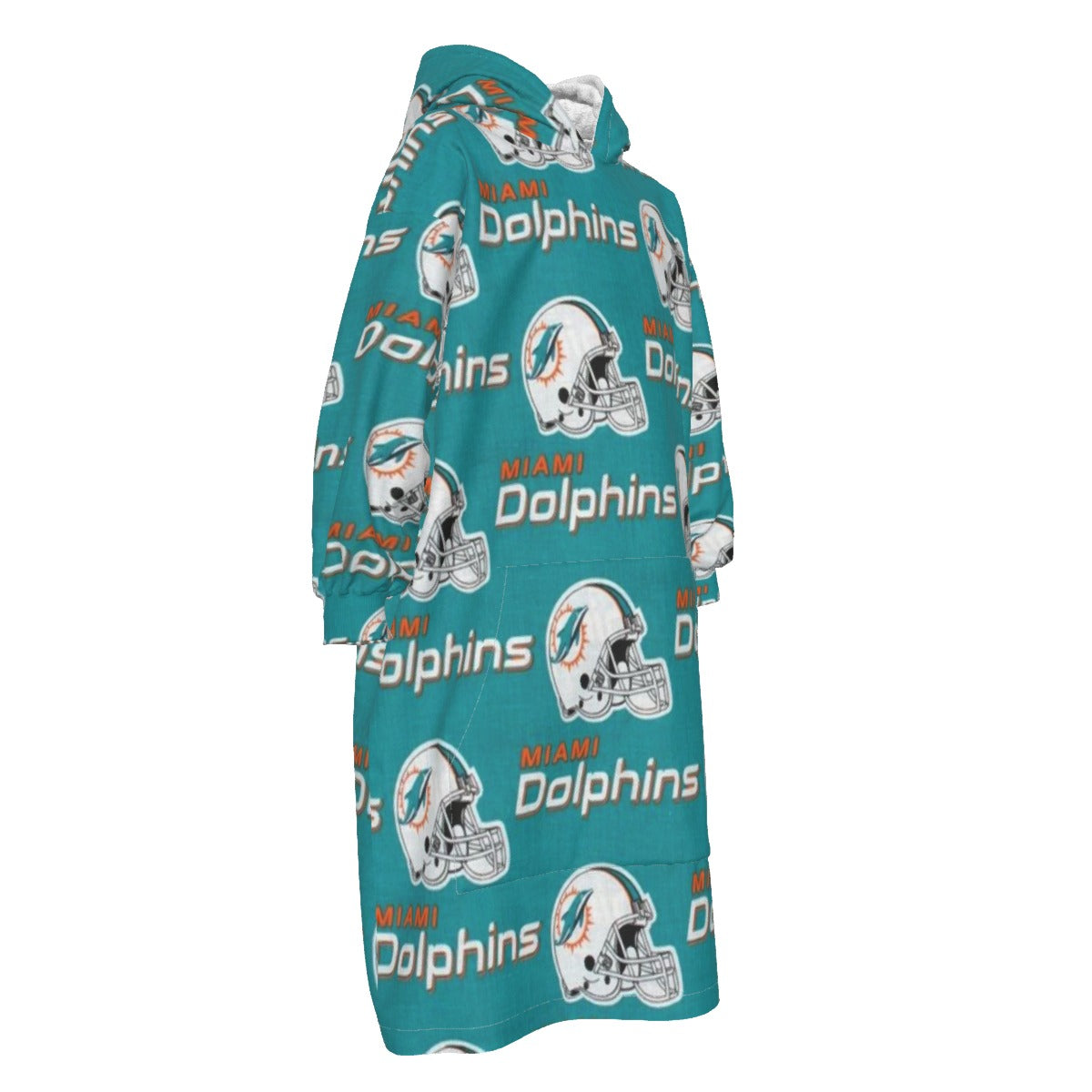 Miami Football Game Day All-Over Print Kid's Sherpa Fleece Mid-Length Hoodie Blanket