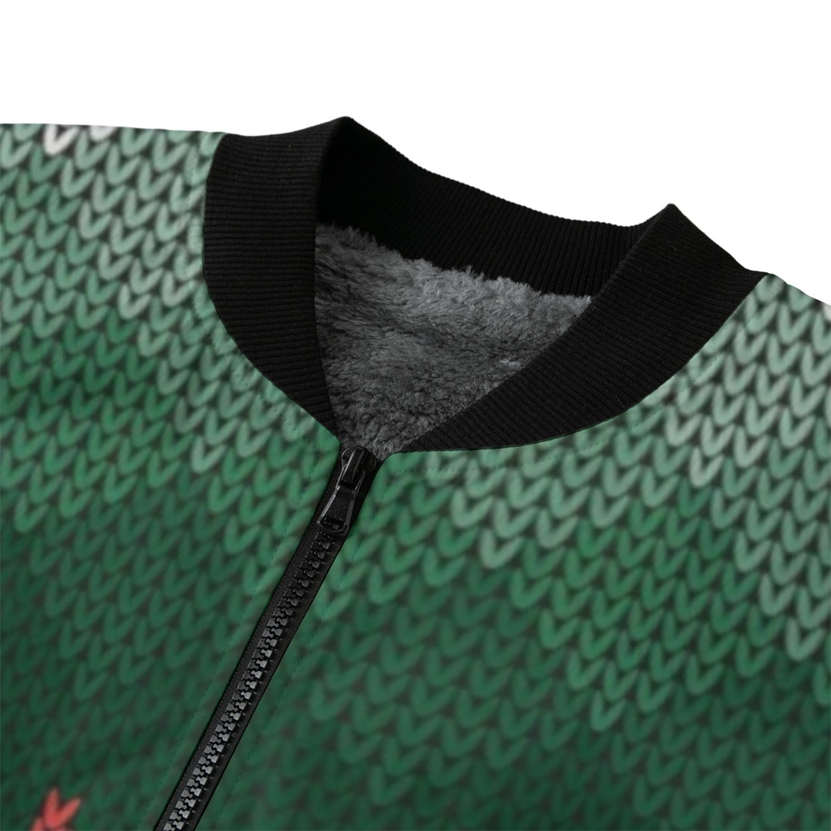 Urban Legend Snow Pattern Christmas Knitted Pattern Geometric Abstract Fleece Bomber Jacket