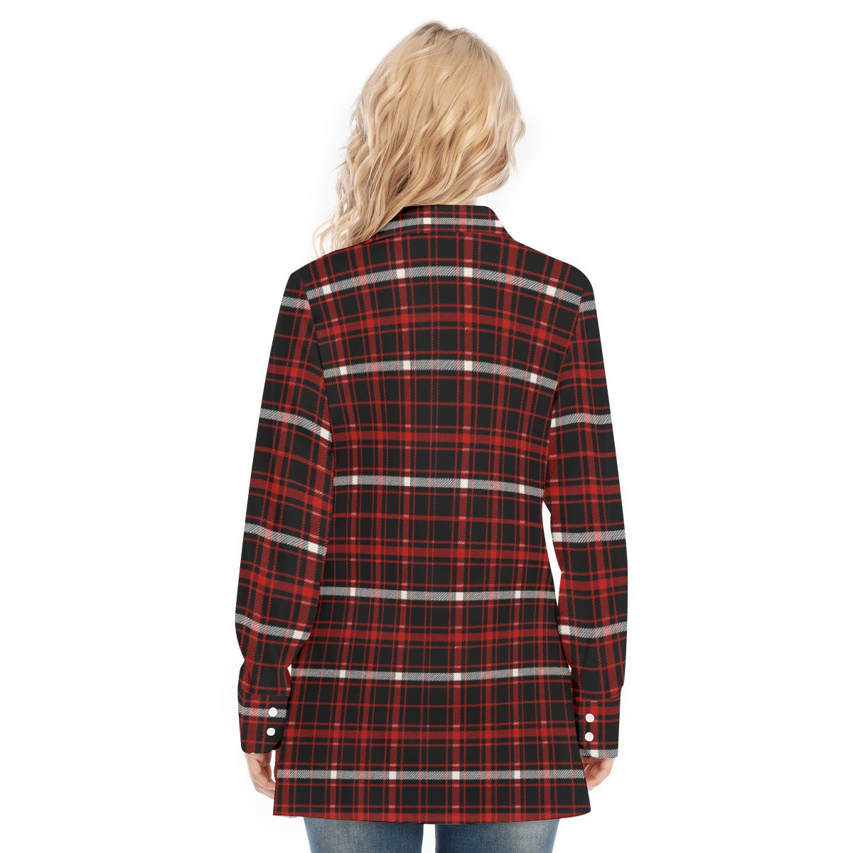 Nebraska Tartan Plaid Cornhuskers Women's Long Shirt |115GSM Cotton poplin