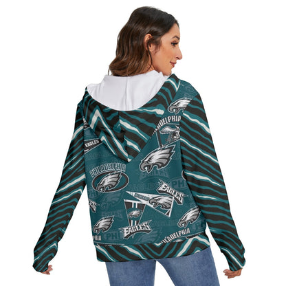 Philadelphia Football Game Day All-Over Print Women's Heavy Fleece Zip-on-the-Side Hoodie