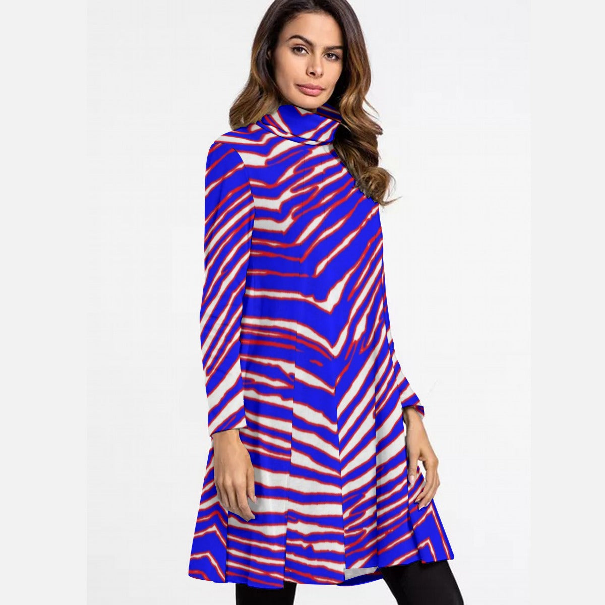 Buffalo Bills Zubaz Women's High Neck Dress With Long Sleeve