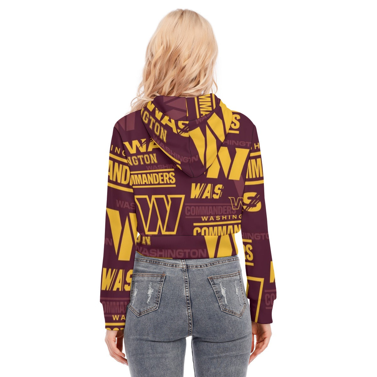 Washington Commanders Women's Crop Top Hoodie With Zipper Closure