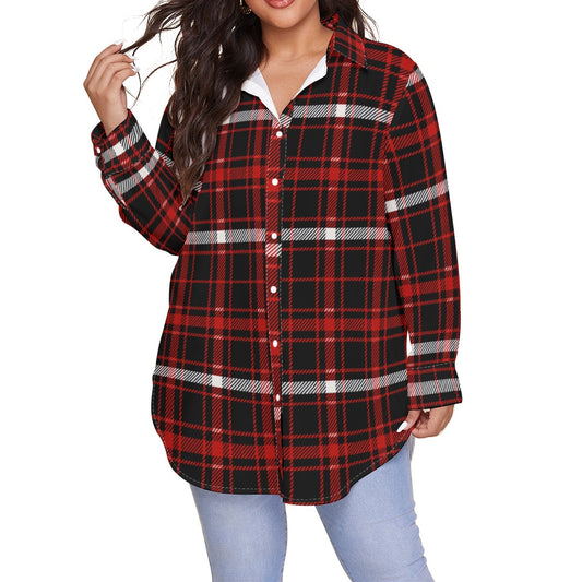 Nebraska Tartan Plaid Cornhuskers Women's Shirt With Long Sleeve(Plus Size)
