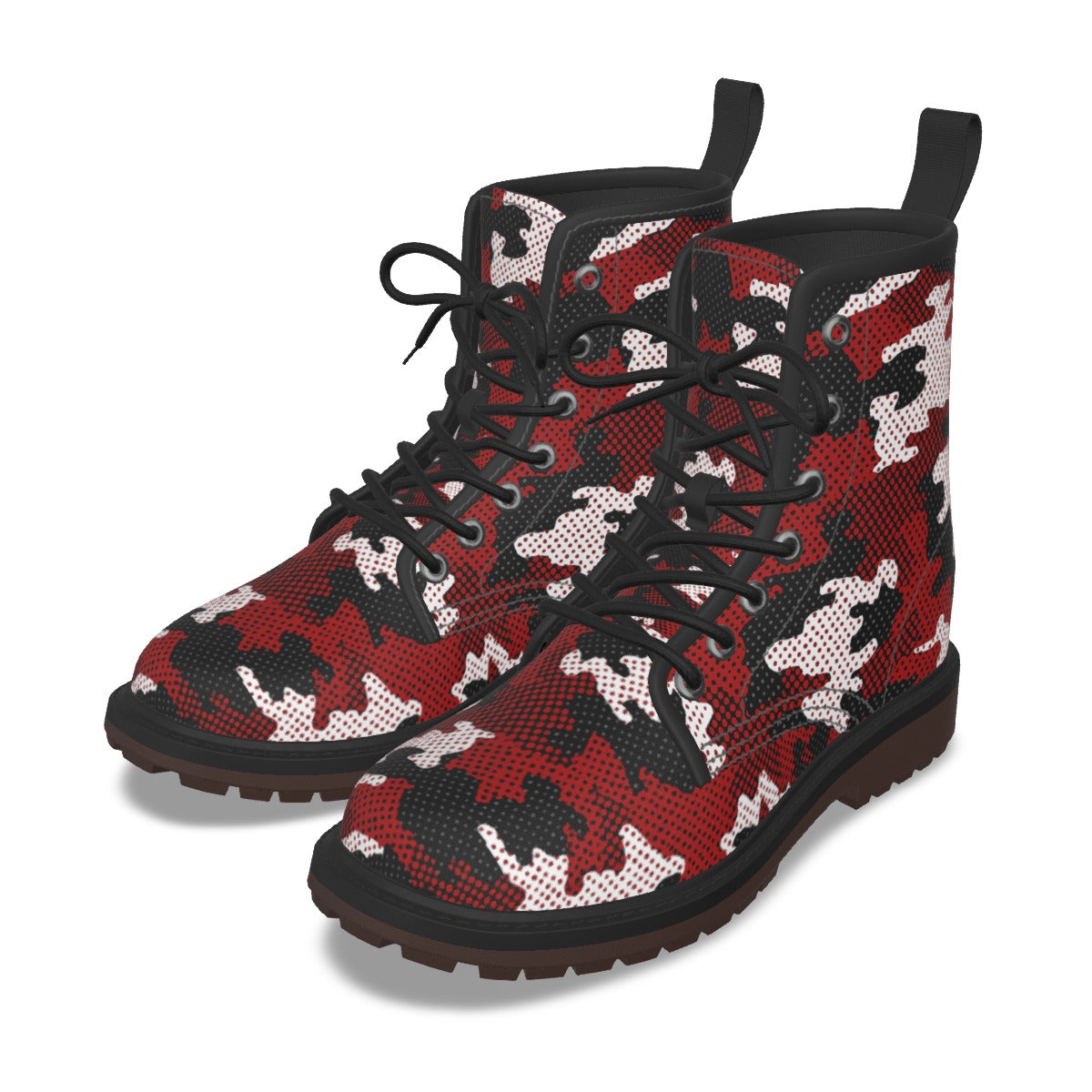 Urban Legend Wisconsin Madison Red and White Camo Martin Short Boots – Badgers-Inspired Streetwear f