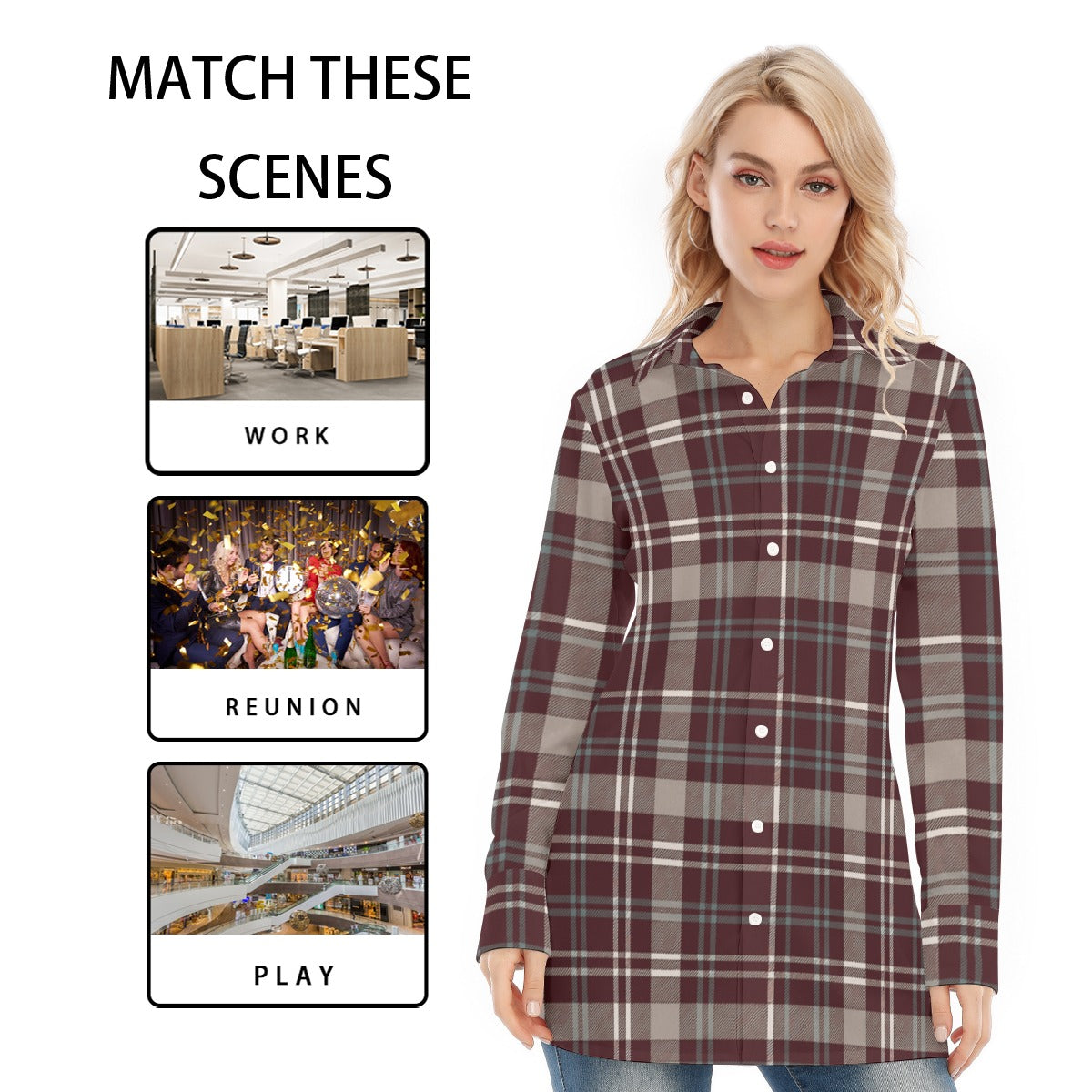 Texas Tartan Plaid A&M - Aggies  Women's Long Shirt
