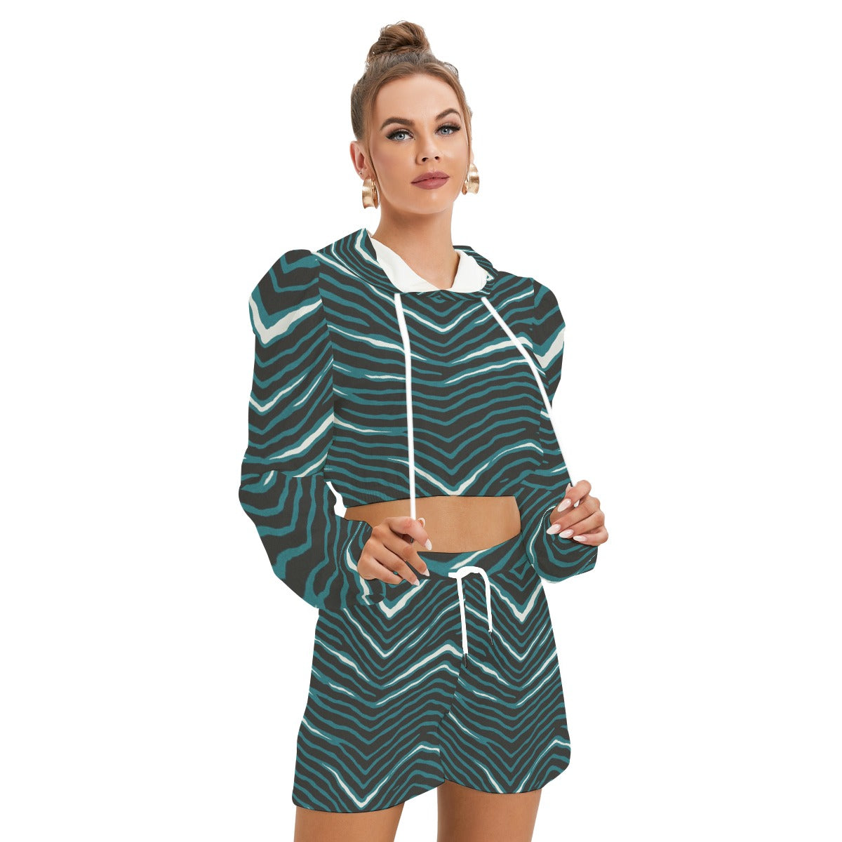 Philadelphia Football Game Day All-Over Print Women's Mirco Fleece Hoodie And Shorts Set