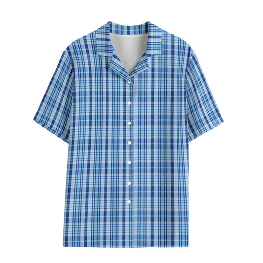 North Carolina Tartan Plaid Tar Heels Blue Women's Hawaii Shirt | Rayon