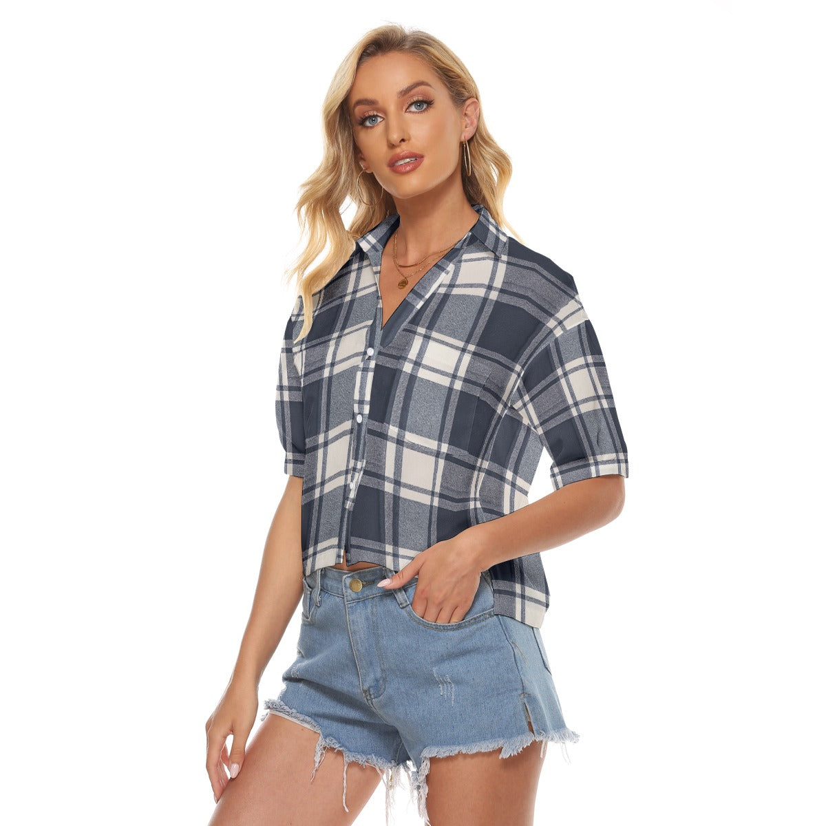 Urban Legend Penn State Nittany Lions Tartan Plaid Women's V-Neck Shirt – Navy and White College Str