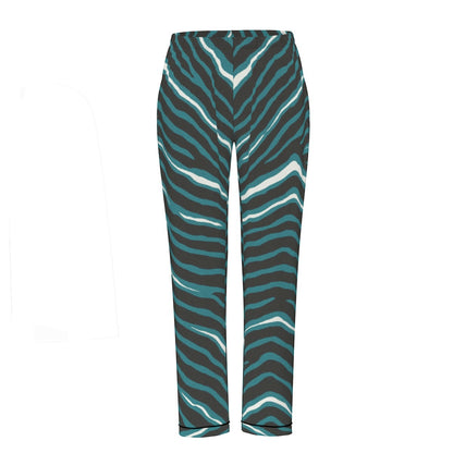 Philadelphia Football Game Day All-Over Print Women's Long Sleeve Pajama Set With Black Contrast Piping