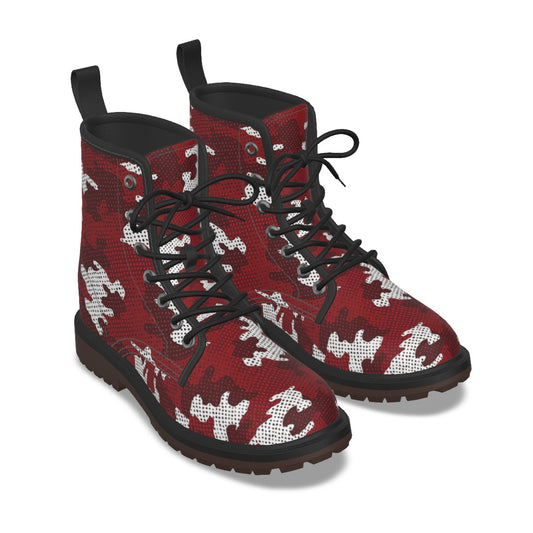 Urban Legend Oklahoma Crimson and Cream Camo Martin Short Boots – Sooners-Inspired Streetwear for Ga