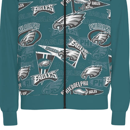 Philadelphia Football Game Day All-Over Print Men's Raglan-Sleeve Stand Collar Jacket