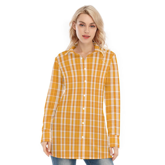 Tennessee Tartan Plaid Volunteers Women's Long Shirt |115GSM Cotton poplin