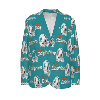 Miami Football Game Day All-Over Print Men's Casual Flat Lapel Collar Blazer