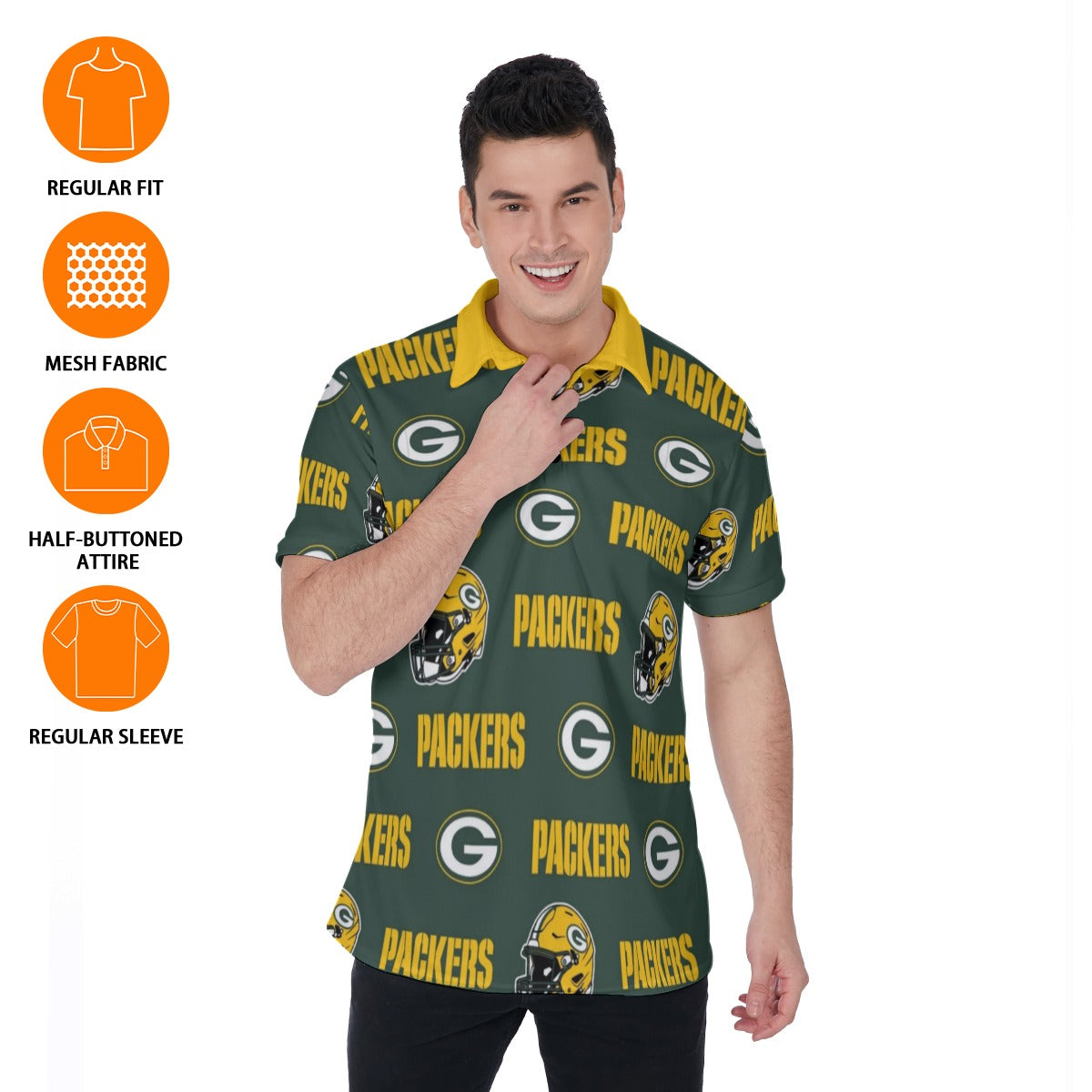 Green Bay Football Game Day All-Over Print Men's Polo Shirt