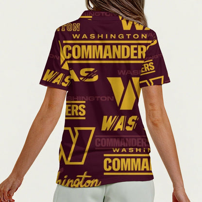 Washington Commanders Women's Zip Polo Shirt With Short Sleeve