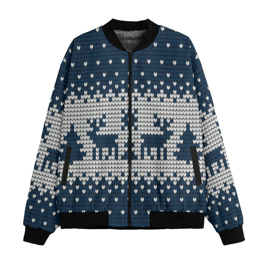 Urban Legend Snow Knitted Christmas and New Year Fleece Bomber Jacket