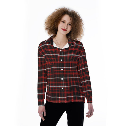 Nebraska Tartan Plaid Cornhuskers Women's Satin Shirt