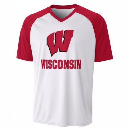 Wisconsin Madison Badgers V-Neck Short Sleeve T-Shirt