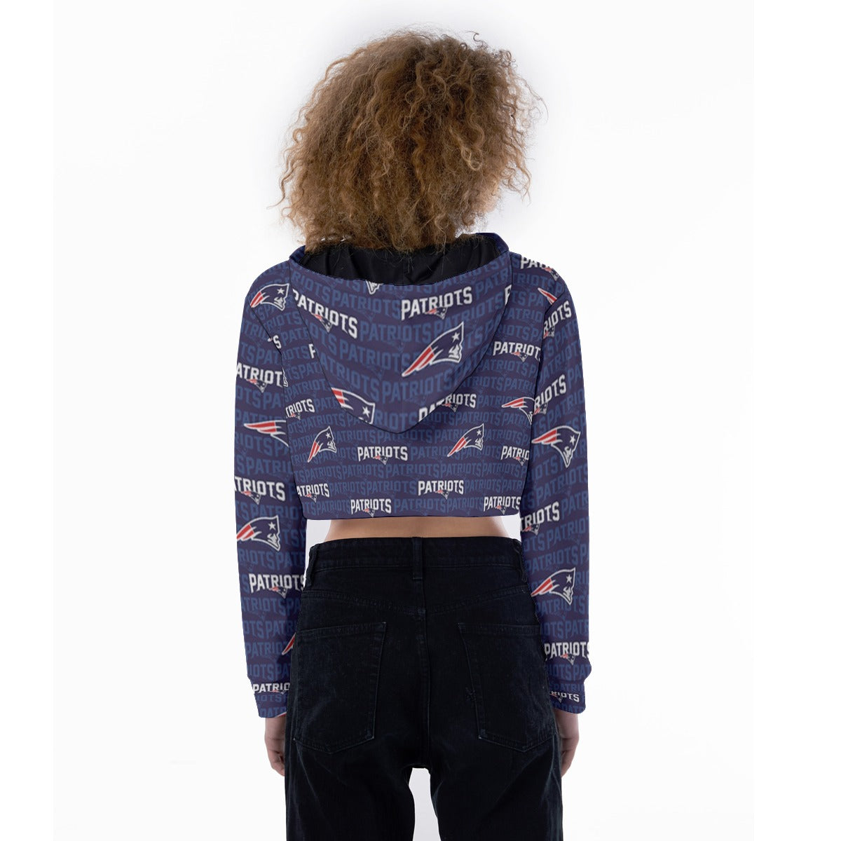 New England Football Game Day All-Over Print Women's Crop Top Hoodie