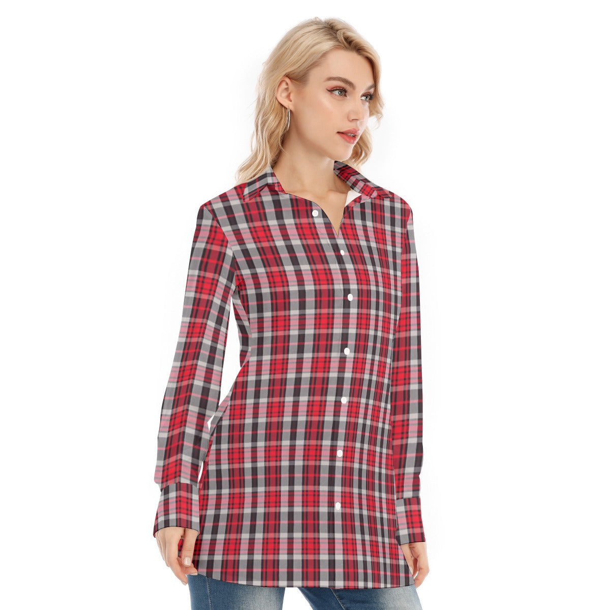 New Mexico Tartan Plaid Lobos Women's Long Shirt