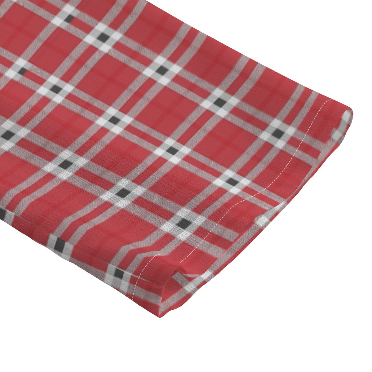 Houston Tartan Plaid Cougars  Women's Chiffon Shirt With Elbow Sleeve