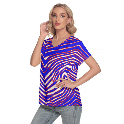 Buffalo Bills Zubaz Women's Loose V-neck Short Sleeve T-shirt