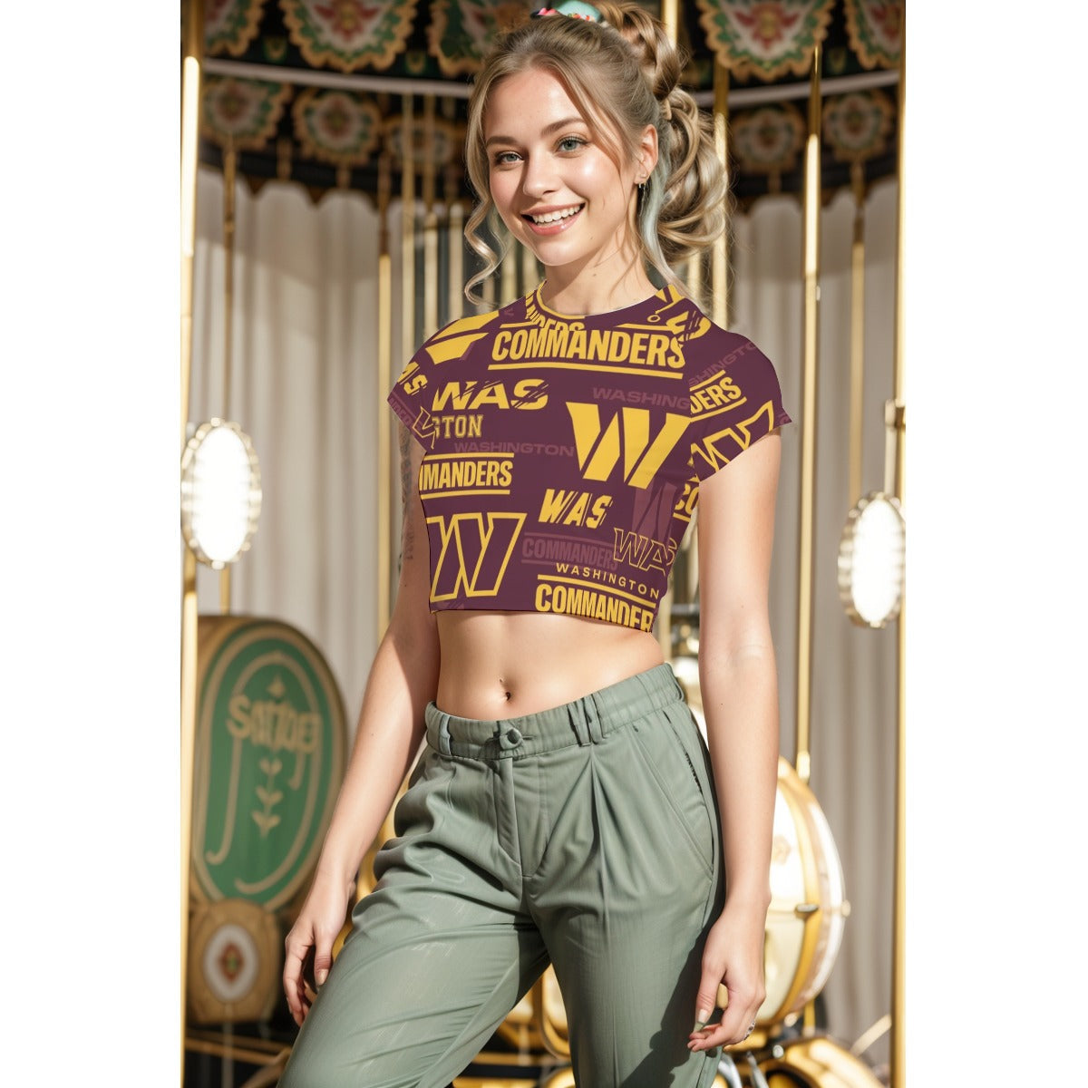 Washington Commanders Women's Raglan Cropped T-shirt