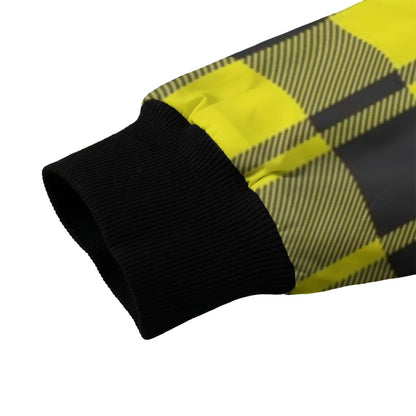 MacLeod yellow  black checks tartan plaid Fleece Bomber Jacket