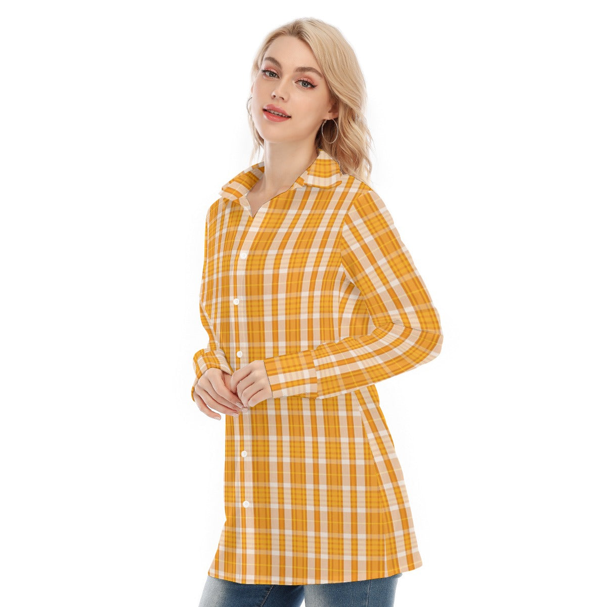 Tennessee Tartan Plaid Volunteers Women's Long Shirt |115GSM Cotton poplin