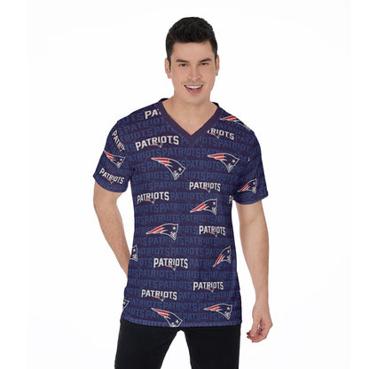 New England Football Game Day All-Over Print V-Neck T-Shirt