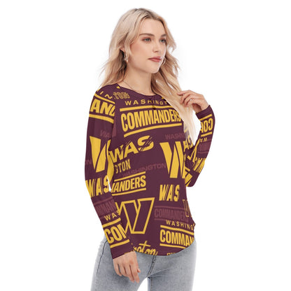 Washington Commanders Women's Raglan Sleeves U-Shaped Hem Long Sleeves Blouse
